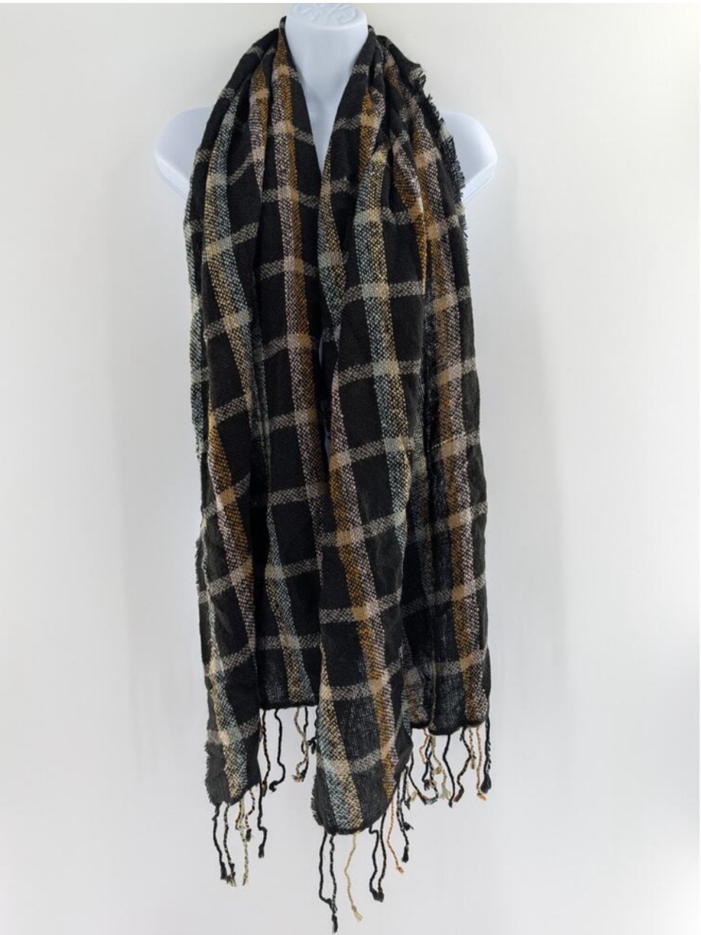 Madewell Wool Blend Black Tartan Fringe
Plaid Scarf